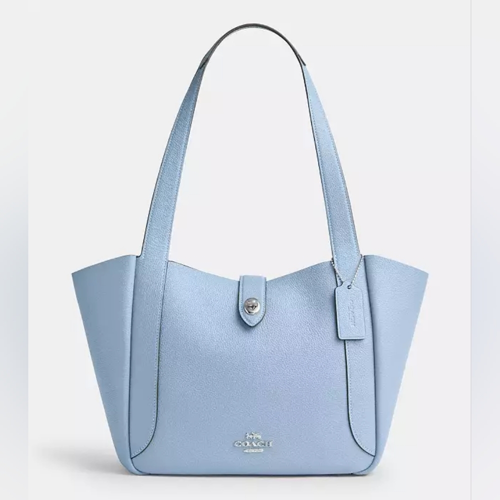 New! Hadley Turnlock Tote Bag In Silver/Bluebell #CAL17